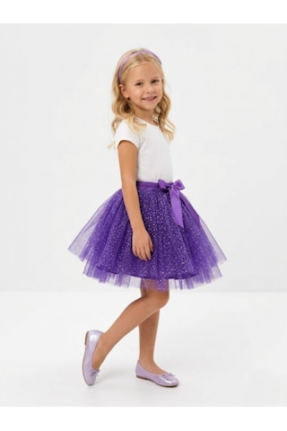 Name Baby & Kids Kız Çocuk Simli Etek Nbk-25501 Mor