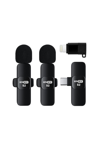 Hepa Merz S2 İphone Ve Type C Uyumlu Kablosuz İkili Yaka Mikrofonu Youtube Facebook Tiktok Vlog