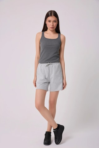 Defys Kadın Beli Lastikli Cepli Regular Fit Şort Gri Melanj - 695327103 Gri Melanj