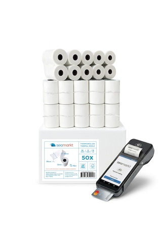 56x16 Yazar Kasa Pos Rulosu 50 Adet 5 Paket , Termal Rulo, 48 Gsm, Bitme Uyarı Şeridi, Bpa İçermez, 56mmx16m