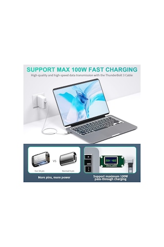 Usb-c Adaptör Pd 100w 5a Hızlı Şarj Thunderbolt 3