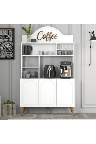 Lyon Kahve Köşesi 120cm - Beyaz / Ceviz