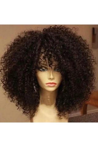 16 İnç Kıvırcık Peruk Yumuşak Kabarık Sentetik Dantel Ücretsiz Çok Renkli