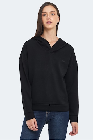 Slazenger Kenzıe I Kadın Kapüşonlu Siyah Sweatshirt Siyah