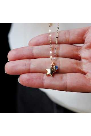 Altın Kolye Nazar Boncuklu Yıldız