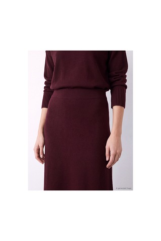 Lc Waikiki Nevavm Farkıyla Lcw Modest Bordo Triko Düz Uzun Kadın Etek Bordo - 931525520 Bordo