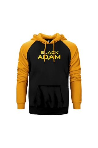 Black Adam Yellow Text Gri Renk Reglan Kol Sweatshirt / Hoodie