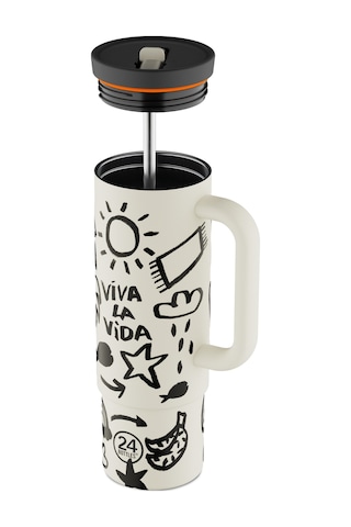 Straw Cup Viva La Vida Pipetli Paslanmaz Çelik Termos 800 Ml Renkli