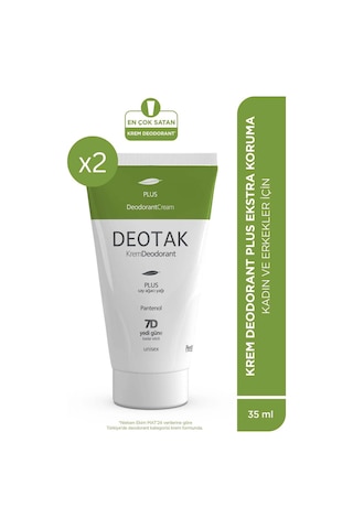 Deotak Plus Ekstra Koruma 7 Güne Kadar Etkili Krem Deodorant 35 ML x 2 Adet