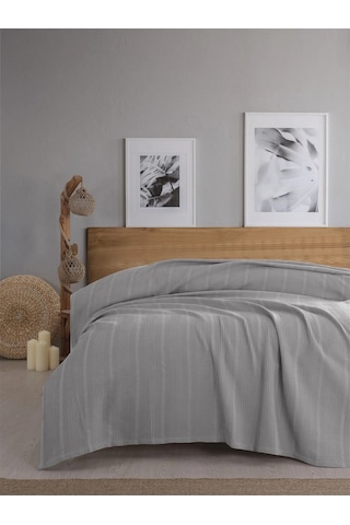 Tek Kişilik Waffle Pike 160x230cm, %100 Pamuk, Petek Tasarım, Gri Renk Gri