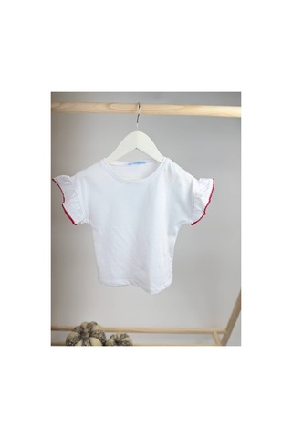 Poala Kids Fırfır Kol Tshirt Beyaz