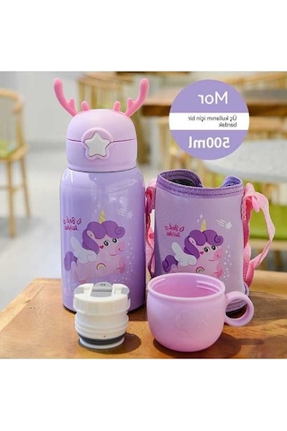 Pazly Termos Paslanmazçelik Mor Mor Karikatür Jian Geyikçocuk Fincan Fan 304 Vi Mor