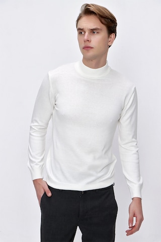 Morven Basic Dinamik Fit Rahat Kesim Yarım Balıkçı Yaka Triko Kazak 99kc017002454 Ekru