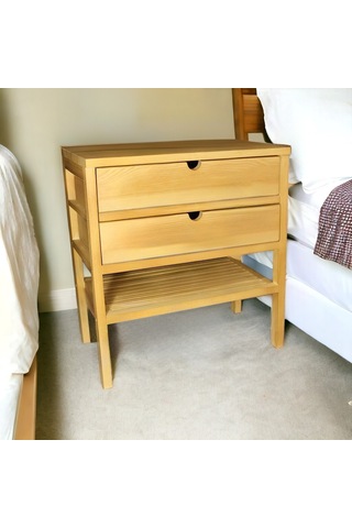 Doğal Ahşap 2 Çekmeceli Komodin 1. Sınıf Masif Çam Ağacı