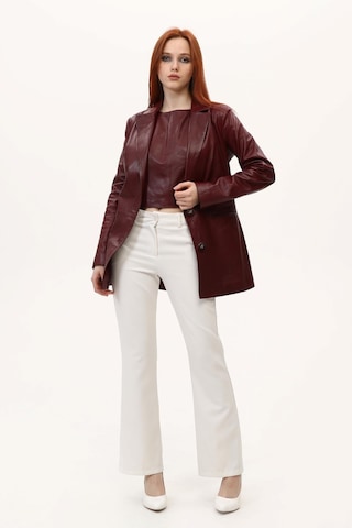 Leatinn Bordo Kadın Blazer Deri Ceket