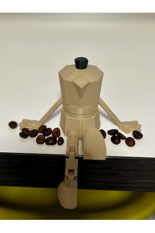 Moka Pot Kahve Demliği Figürlü Sarkan Bacaklı Mutfak Raf Süsü Biblo