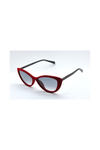 0404v 51 053 Kırmızı Kadife Cat Eye Gri Kız Çocuk Güneş Gözlüğü Kırmızı