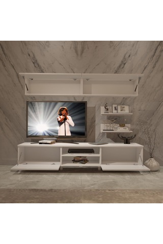 Decoraktiv Eko 5 Slm Dvd Retro Tv Ünitesi Tv Sehpası Beyaz