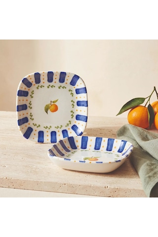 Güral Güral Porselen Kayısı Desenli 13 Cm Çerezlik Ve Sosluk Seti - 2 Parça Diğer