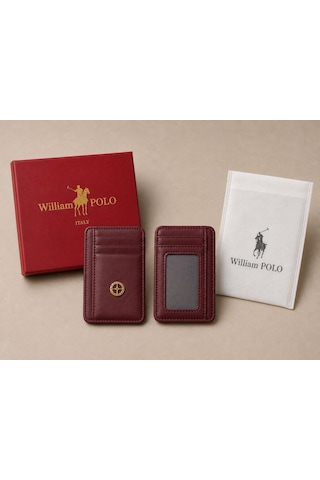Williampolo Minimal Hakiki Deri Unisex Kartlık Bordo