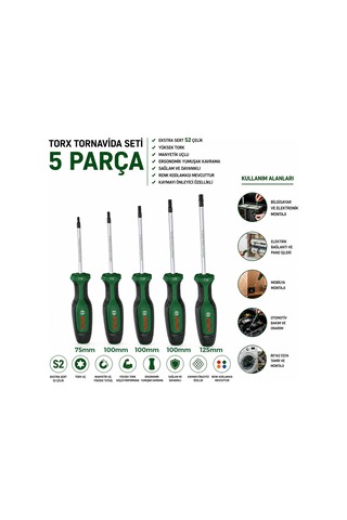 5 Parça Torx Tornavida Seti Tx10-tx30, 75-125 Mm 60872808