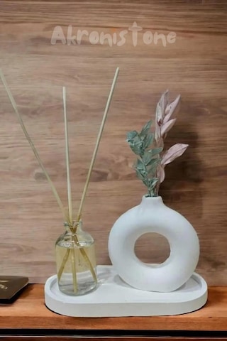 Tepsili Minimal Halka Vazo Ve Vanilya Oda Koku Seti Çok Renkli