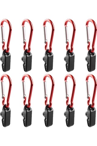 Skycity Kamp Çadırı Rüzgar Sabitleyici Klamplar - Plastik Alligator Kapağı + Kalebik Kanca Seti 10 Adet Çok Renkli