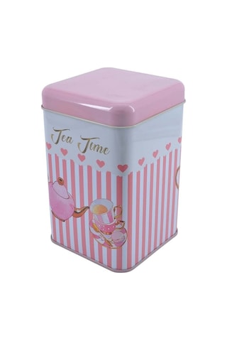 Sprinkles Tea Time Desenli Kare Metal Saklama Kabı, 10.5 x 10.5 x 16 CM 1.7 L