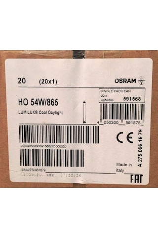 Osram Ho 54W/865 T5 Ampul Beyaz Işık - 20 Adet