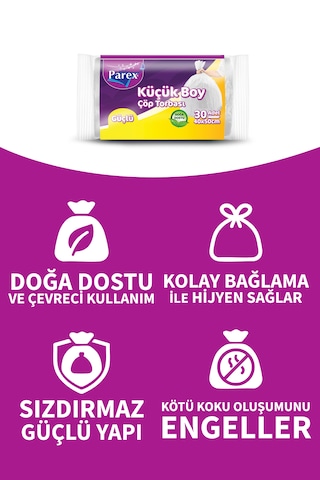 Güçlü Çöp Torbası Küçük Boy 30'lu 40 X 50 Cm Üçlü Set