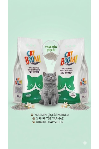 Cat Boom Yasemin Kokulu İnce Taneli Topaklanan Kedi Kumu 10 Lt X 2 Adet