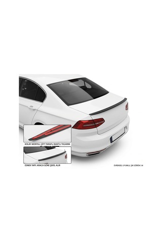 Mega Oto Market Universal Piano Black Bagaj Üstü Spoiler Çıtası 122 Cm Çift Taraflı Bantlı Esnek Tasarım