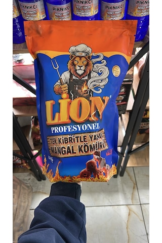 Tek Kibritle Yanan Mangal Kömürü Lion Profosyonel 1.5 Kg 10'lu Koli Mavi