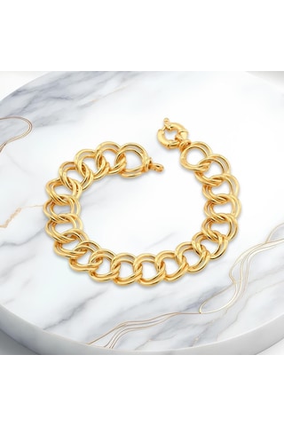 Samanyolu Model Altın Kaplama 925 Ayar Gümüş Hallow Bileklik