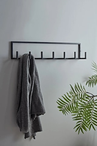 Aju Duvar Askısı 7 Kollu Metal Askılık Modern Elbise Çanta Ev Banyo Mutfak Düzenleyici Askılık Siyah