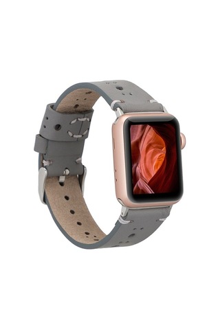 Bouletta Watch Uyumlu Deri Kordon 38-40-41Mm Rst9-Ba8 Gri