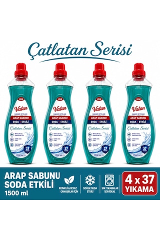 Vatan Sıvı Çamaşır Deterjanı Arap Sabunu Ve Soda Etkili 1500 Ml X 4 Adet