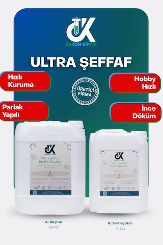 Erkon Kimya Ultra Şeffaf Hızlı Hobby Epoksi 30 Kg