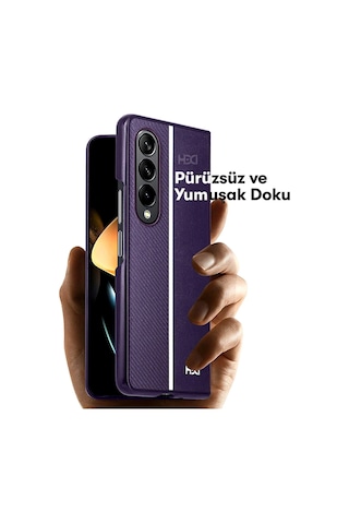 Samsung Galaxy Z Fold 4 Kılıf Hbc-155 Lizbon Kapak - Derin Mor