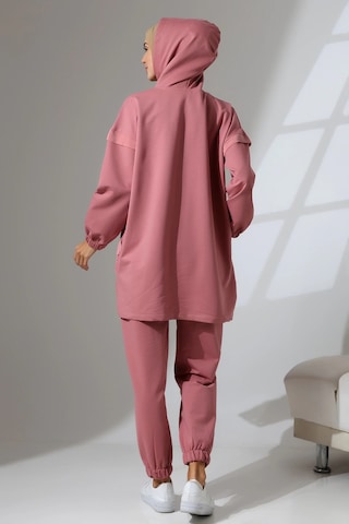 Mihran Butik Kadın Pudra Mevsimlik Penye Alt Üst Spor Ve Rahat Tesettür Takım Pudra