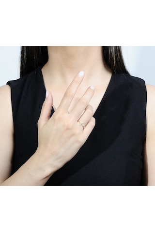 Diamond Line - Gülaylar - Pembe Altın 14 Ayar Ay Yüzük