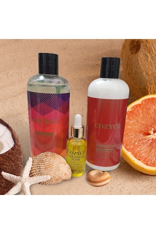 Cozyce Keratin 500 ML + Saç Serumu 30 ML + Tuzsuz Şampuan 500 ML