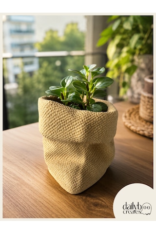 Dekoratif Çuval Saksı-çiçek,bitki,sukulent Saksısı-modern Tarz Saksı 01