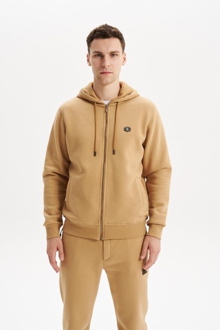 Ar-ma Erkek Sweatshirt Büyük Beden 3 İplik Kalın Kumaş Kapüşonlu Fermuarlı Cepli %70 Pamuk %30 Polyester K30324801502 Kahverengi-k5 Kahverengi