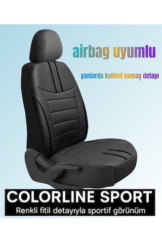 Ford Fiesta 2008 Ve Sonrası Uyumlu Colorline Sport Deri Siyah Koltuk Kılıfı