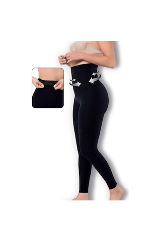 Kecelemecele Punch Lazer Kesim 2 Beden Incelten Hayalet Korseli Yüksek Bel Taytsiyahl-Xl Siyah