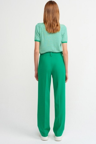 Yeşil Önü Dikişli Boru Paça Kumaş Pantolon Yeşil