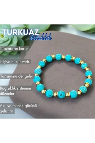 Turkuaz Taşı Gerçek Doğal Taş Bileklik Turkuaz