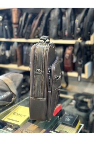 Trg Polo Hakiki Deri Kahverengi Erkek El Çantası Kahverengi