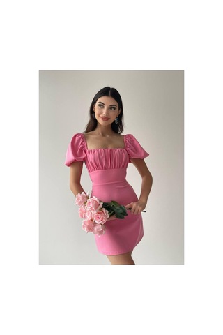 Candybia Sırt Dekolteli Mini Kadın Elbise Fuşya Fuşya